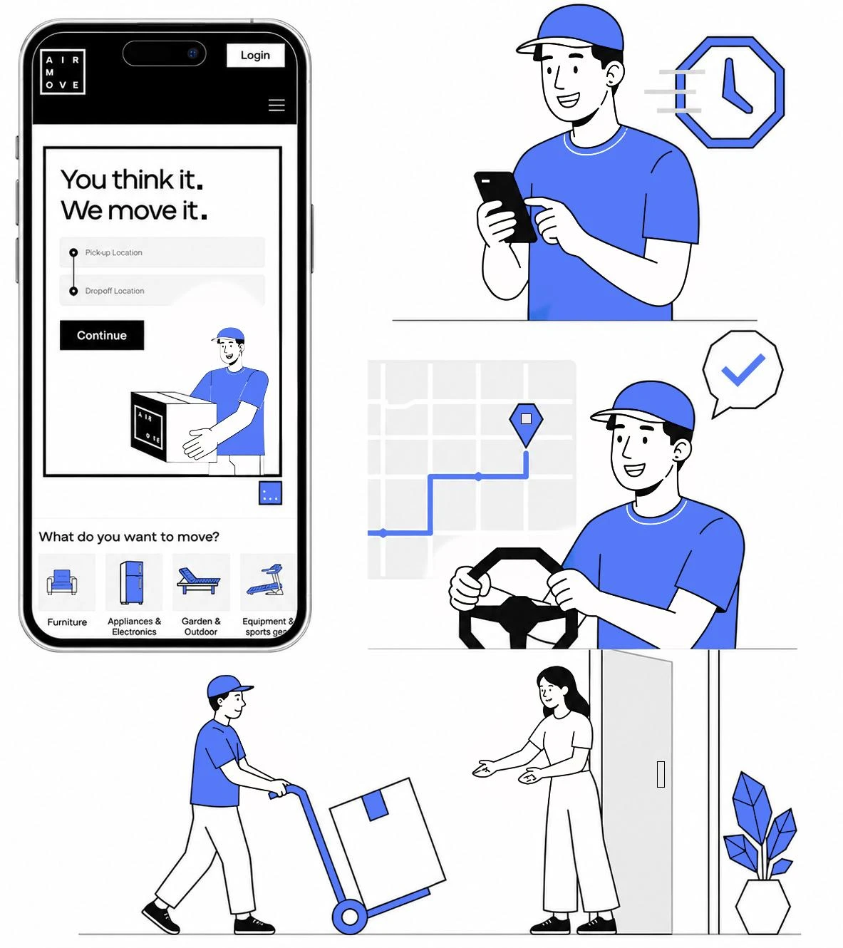 Phone screens icon for three step booking process