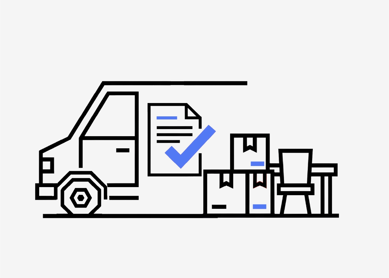 Delivery van with pricing document icon