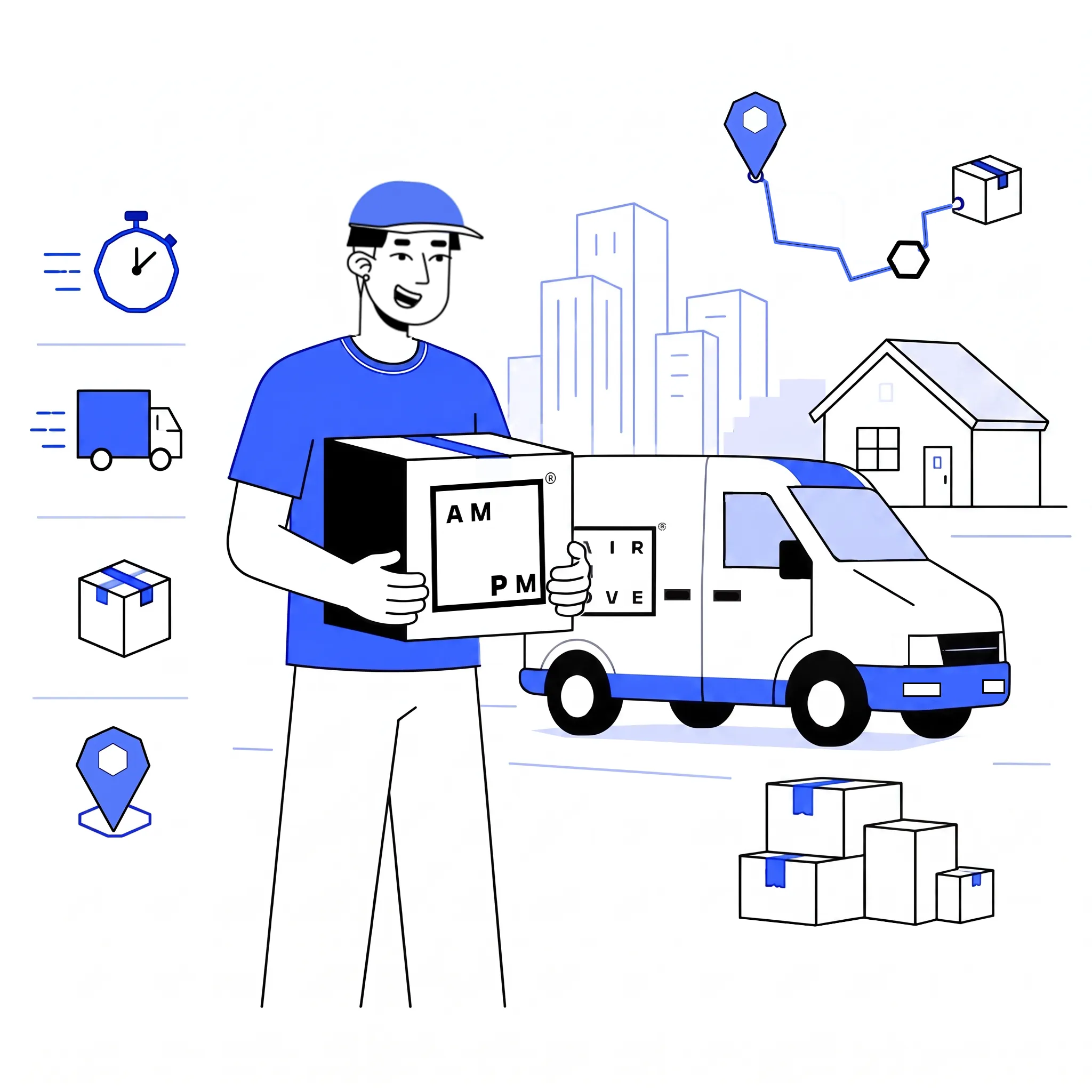 Courier carrying a parcel for last-mile delivery with live tracking