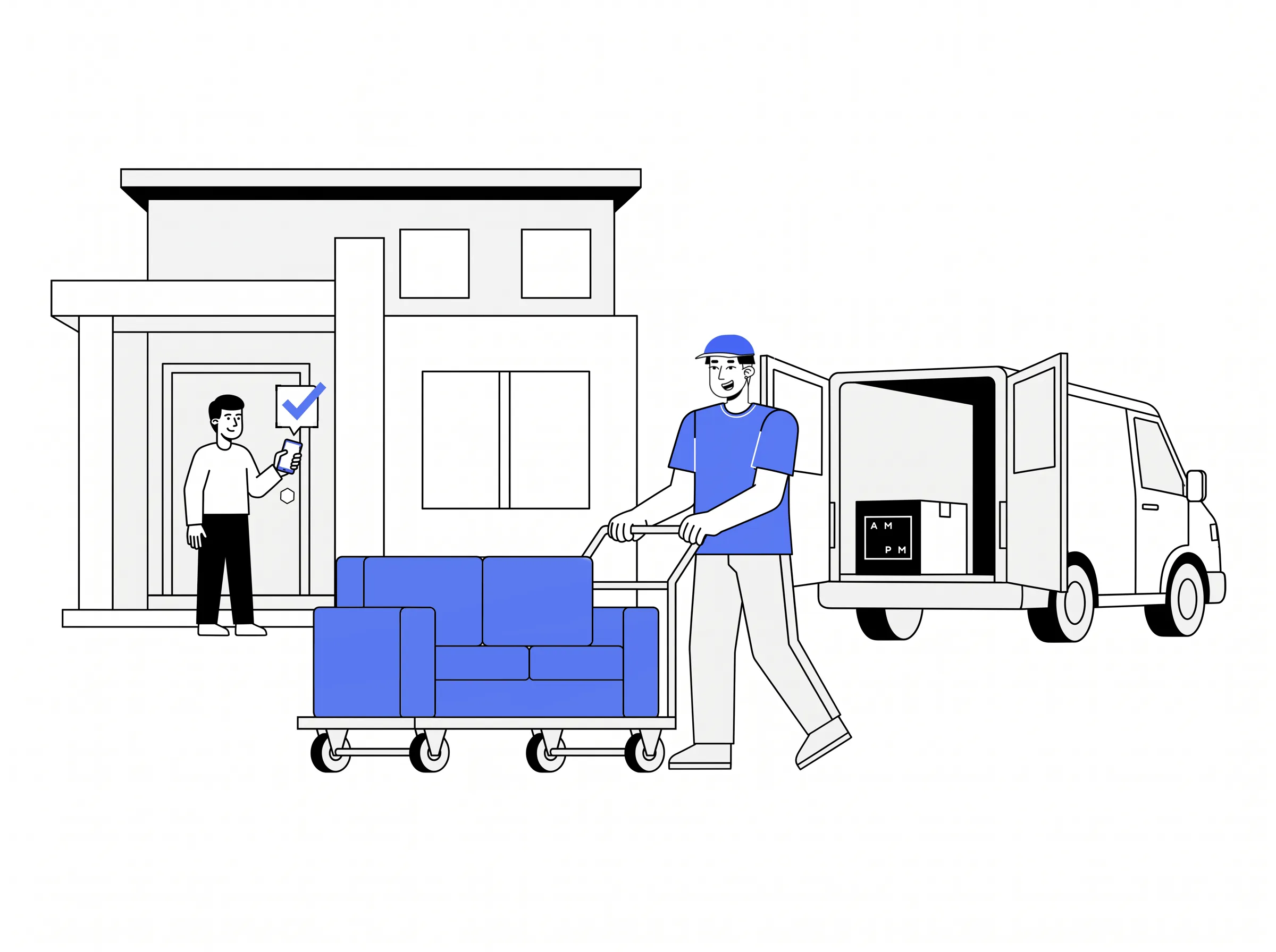 Man with a van loading furniture for a local delivery job
