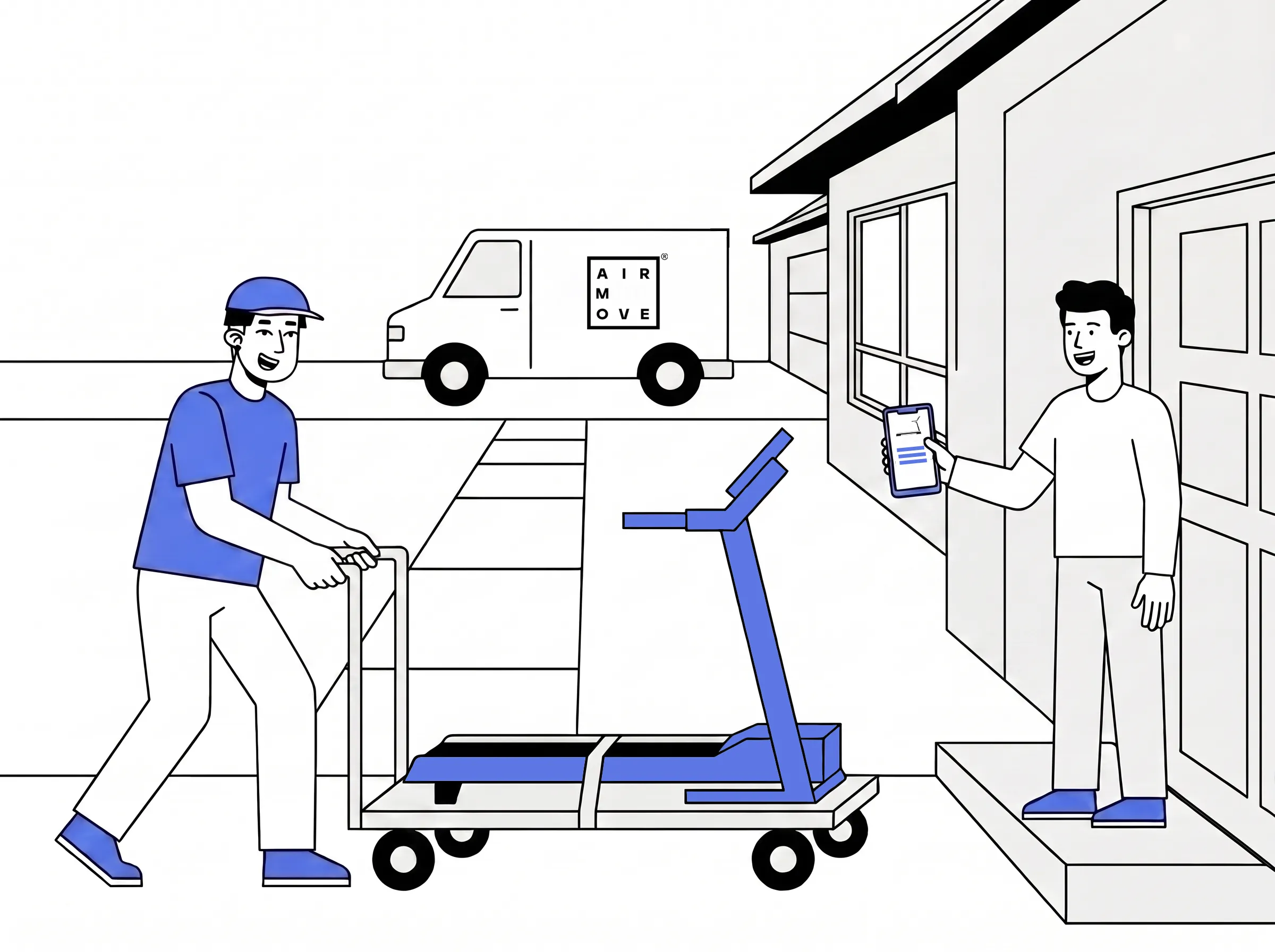 Delivery driver carrying sports equipment and gear to a customer