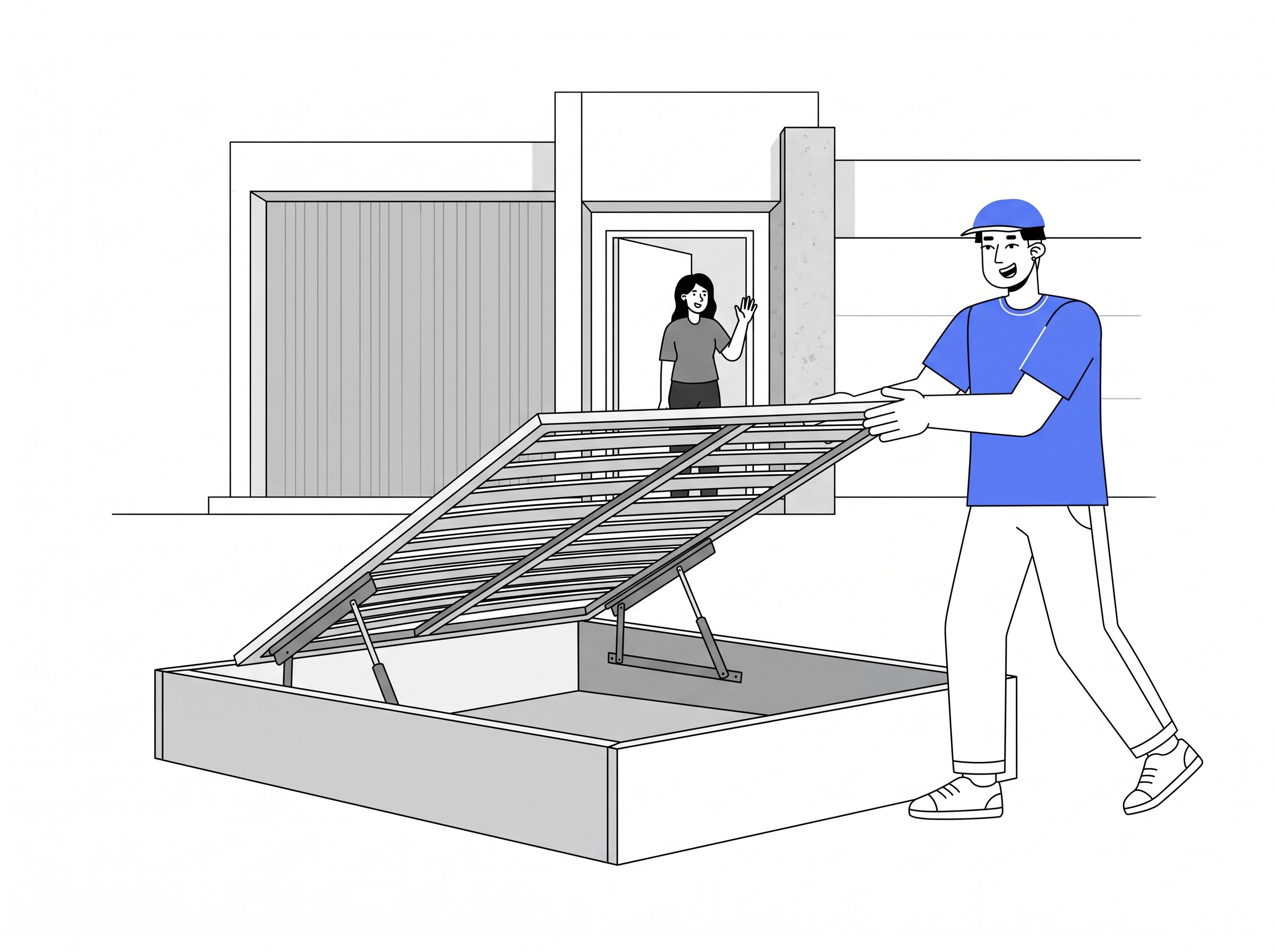 Queen gas lift bed