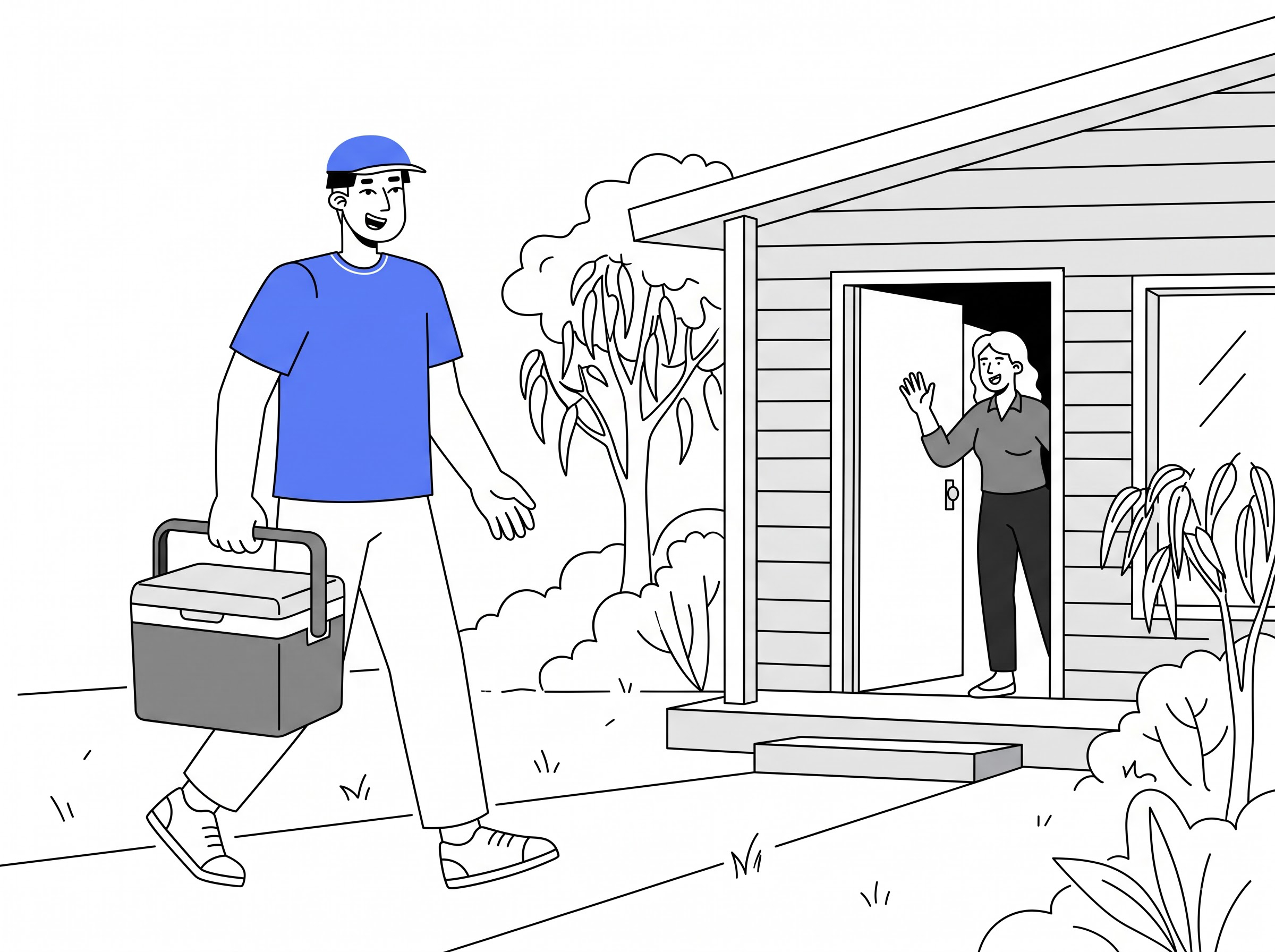 Delivery partner carrying an esky to a home for esky delivery