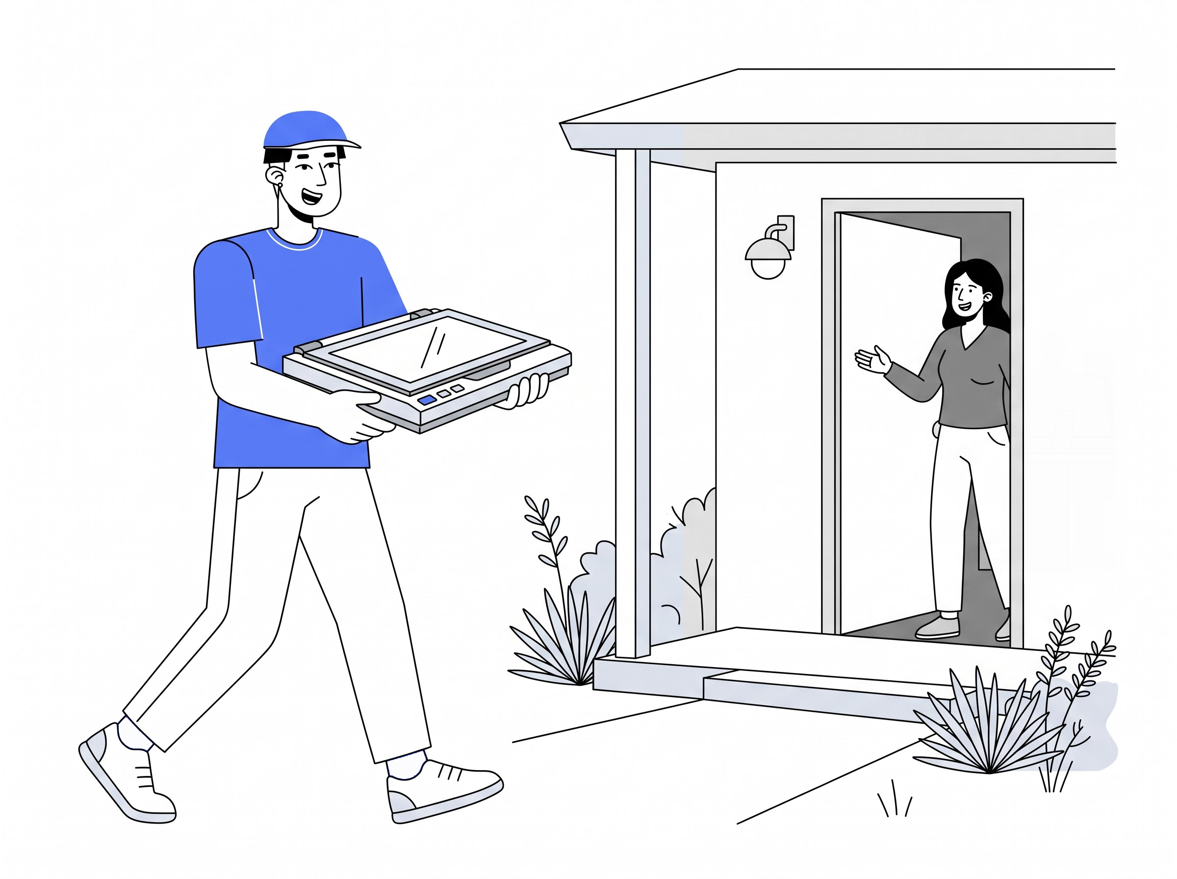 Delivery partner moving a scanner into a home